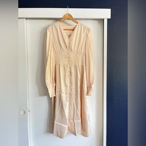 NEW Champagne Button Up Maxi Satin Dress